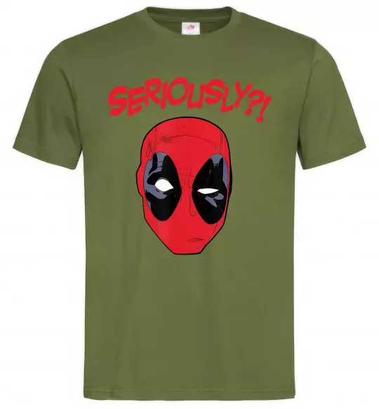 Чоловіча футболка Seriously? Deadpool Оливковий фото