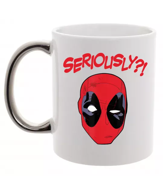 Чашка з кольоровою ручкою Seriously? Deadpool Срібло фото