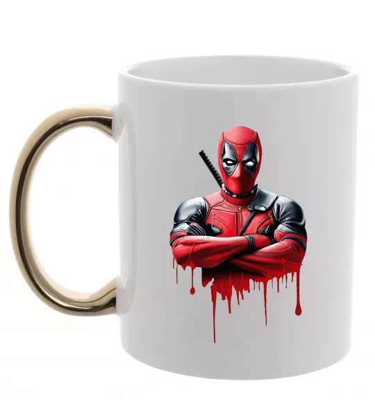 Чашка с цветной ручкой Deadpool paint Золото фото