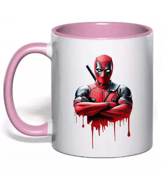 Чашка с цветной ручкой Deadpool paint Нежно розовый фото