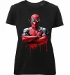 Жіноча преміум футболка Deadpool paint Чорний фото