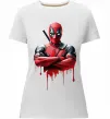 Жіноча преміум футболка Deadpool paint Білий фото
