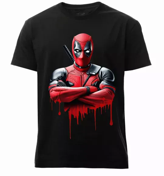 Мужская премиум футболка Deadpool paint Черный фото