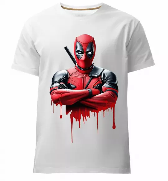 Мужская премиум футболка Deadpool paint Белый фото
