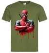 Чоловіча футболка Deadpool paint Оливковий фото