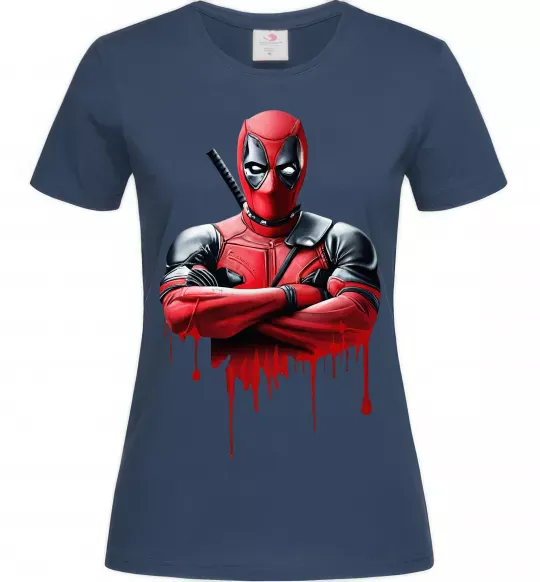 Жіноча футболка Deadpool paint Темно-синій фото