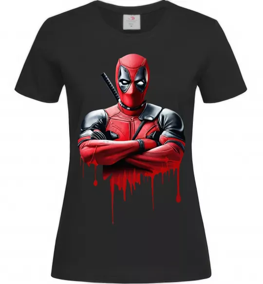 Жіноча футболка Deadpool paint Чорний фото