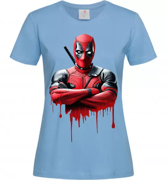 Жіноча футболка Deadpool paint Блакитний фото