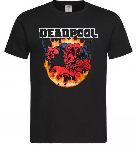 Чоловіча футболка Deadpool fire Чорний фото