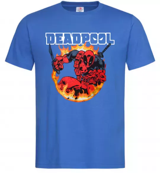 Чоловіча футболка Deadpool fire Яскраво-синій фото