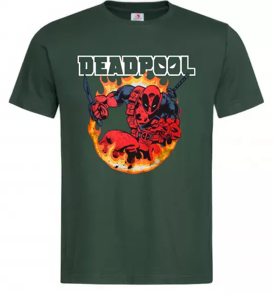 Чоловіча футболка Deadpool fire Темно-зелений фото