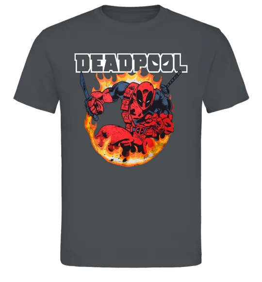 Чоловіча футболка Deadpool fire Графіт фото