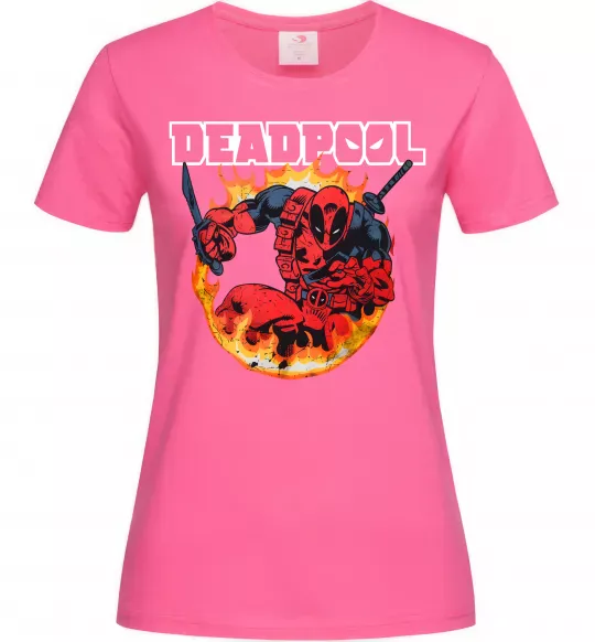 Жіноча футболка Deadpool fire Яскраво-рожевий фото