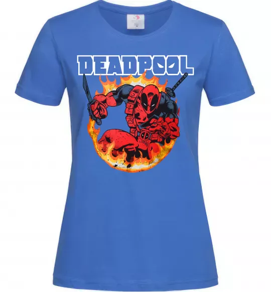 Жіноча футболка Deadpool fire Яскраво-синій фото