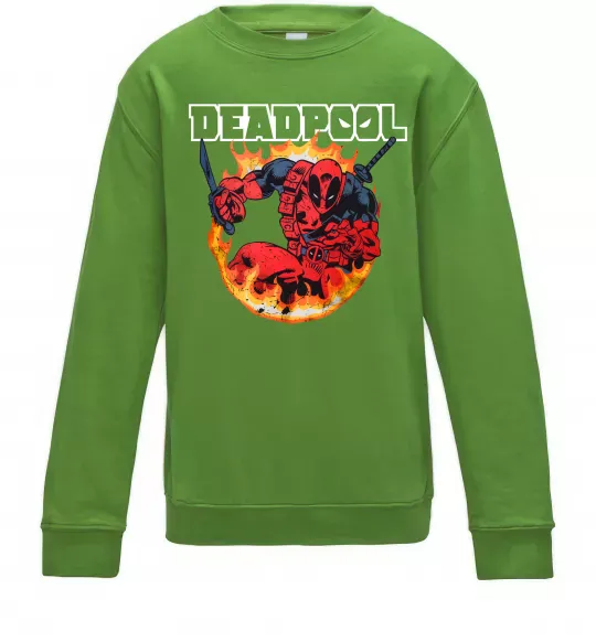 Дитячий світшот Deadpool fire Лаймовий фото