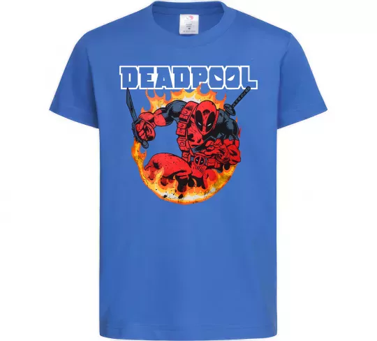 Дитяча футболка Deadpool fire Яскраво-синій фото