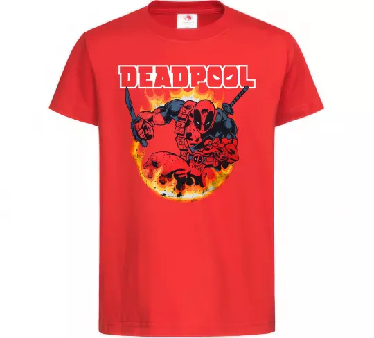 Дитяча футболка Deadpool fire Червоний фото