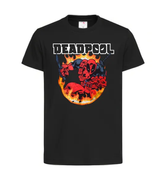 Дитяча футболка Deadpool fire Чорний фото