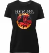 Женская премиум футболка Deadpool fire Черный фото