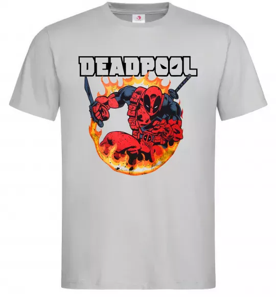 Чоловіча футболка Deadpool fire Сірий фото