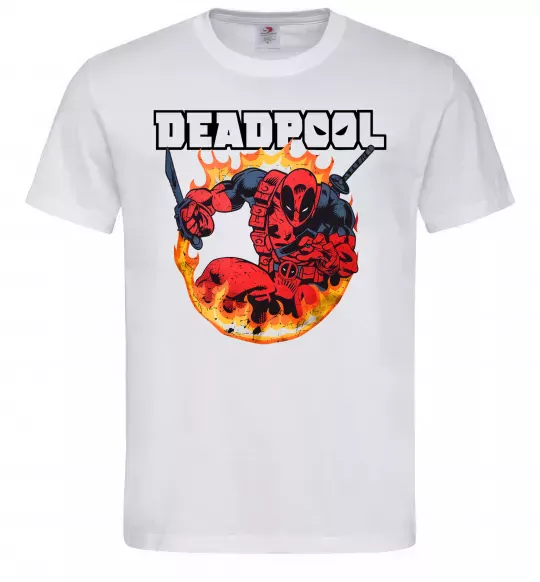 Чоловіча футболка Deadpool fire Білий фото