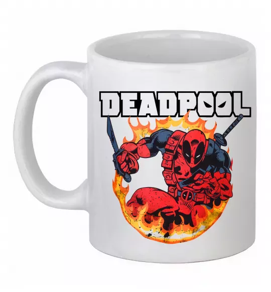 Чашка керамічна Deadpool fire Білий фото