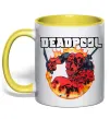 Чашка с цветной ручкой Deadpool fire Солнечно желтый фото