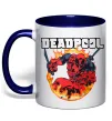 Чашка с цветной ручкой Deadpool fire Глубокий темно-синий фото