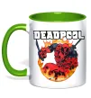 Чашка з кольоровою ручкою Deadpool fire Лаймовий фото