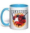 Чашка с цветной ручкой Deadpool fire Голубой фото