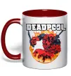 Чашка с цветной ручкой Deadpool fire Красный фото