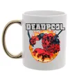 Чашка с цветной ручкой Deadpool fire Золото фото
