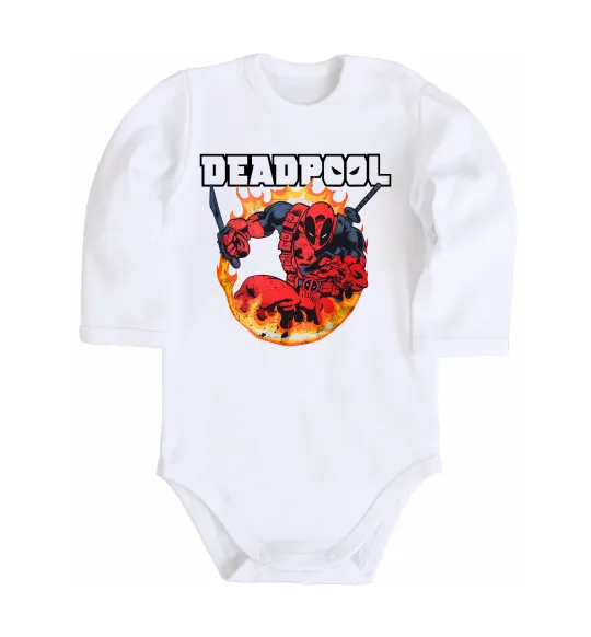 Дитячий бодік Deadpool fire Білий фото