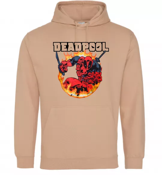 Чоловіча толстовка (худі) Deadpool fire Пісочний фото