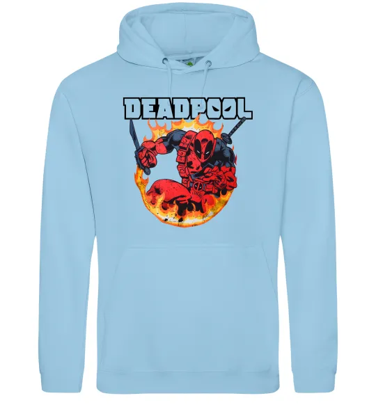 Чоловіча толстовка (худі) Deadpool fire Блакитний фото