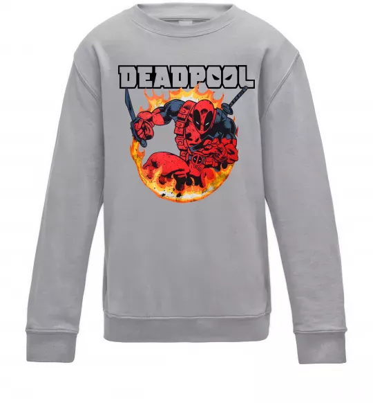 Дитячий світшот Deadpool fire Сірий меланж фото