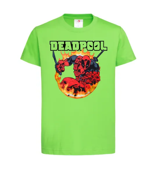 Дитяча футболка Deadpool fire Лаймовий фото