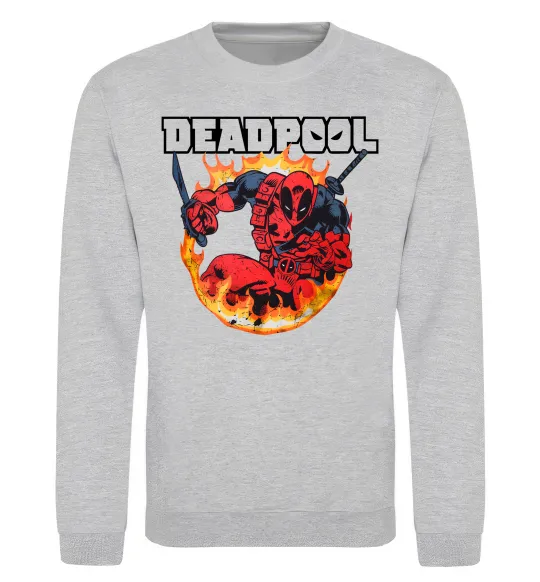 Світшот Deadpool fire Сірий меланж фото