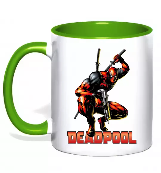 Чашка с цветной ручкой Дедпул комікс Зеленый фото