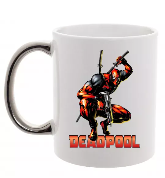 Чашка с цветной ручкой Дедпул комікс Серебро фото