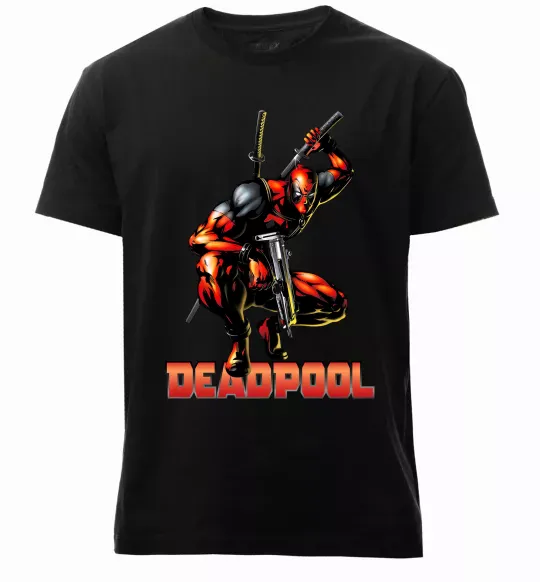 Чоловіча преміум футболка Дедпул комікс Чорний фото