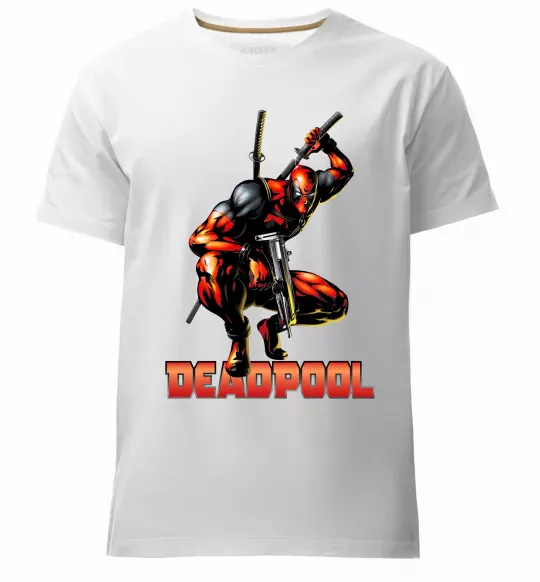 Чоловіча преміум футболка Дедпул комікс Білий фото