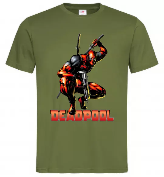 Мужская футболка Дедпул комікс Оливковый фото