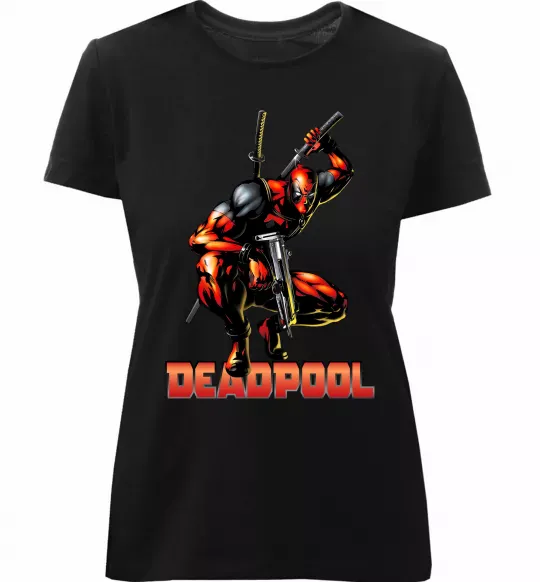 Женская премиум футболка Дедпул комікс Черный фото