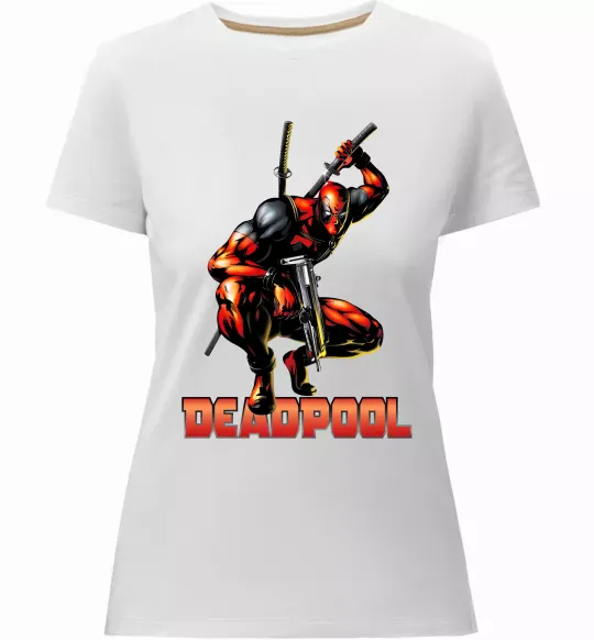 Женская премиум футболка Дедпул комікс Белый фото