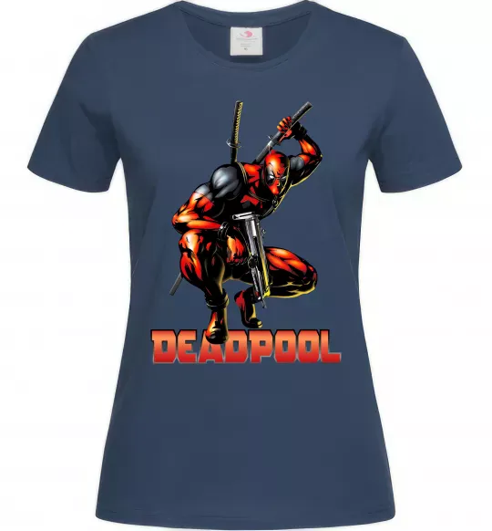Жіноча футболка Дедпул комікс Темно-синій фото