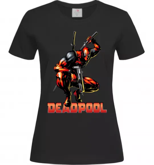Жіноча футболка Дедпул комікс Чорний фото
