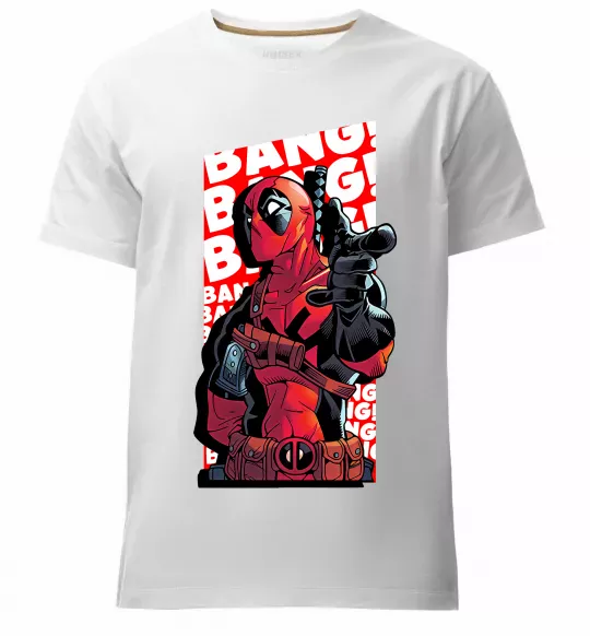 Мужская премиум футболка Deadpool Bang Белый фото