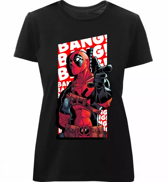 Женская премиум футболка Deadpool Bang Черный фото
