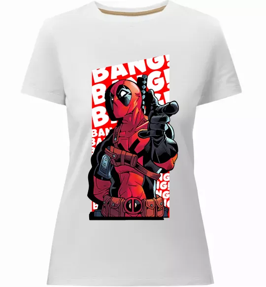 Женская премиум футболка Deadpool Bang Белый фото